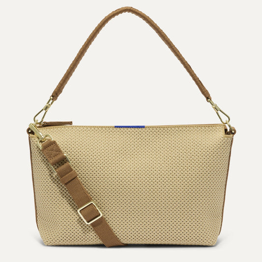 PDP |The Daily Crossbody Bag in Macadamia Open-Knit shown from the front.