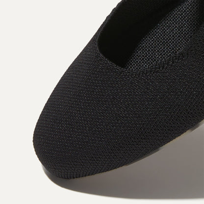 Top view of the square toe and rounded vamp of The Square Mary Jane in Black.