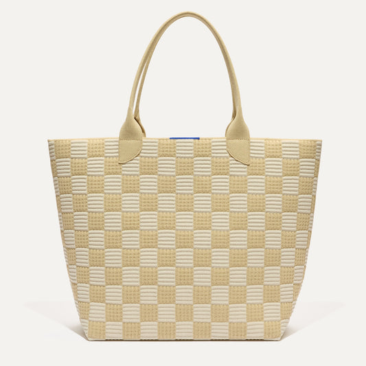 PLP |The Lightweight Tote in Checker Sand shown from the front.