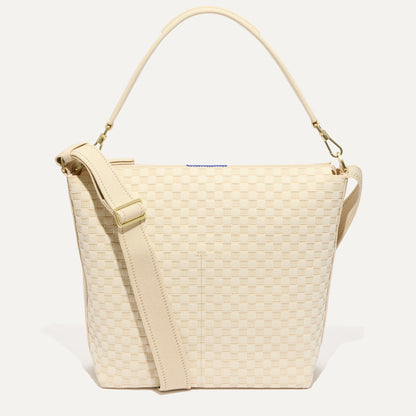 PDP |The Mini Zip Bucket in White Sand shown from the front.