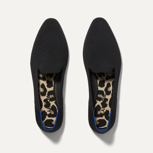 The Almond Loafer in Black shown from the top.