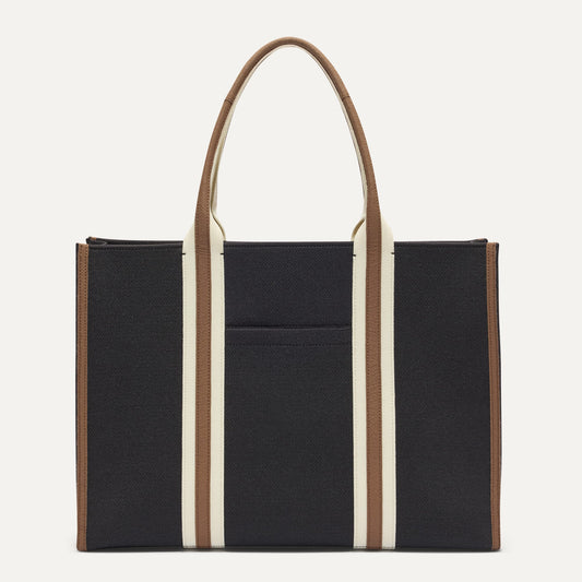 PLP |The Classic Tote in Black Coffee, shown from the front.