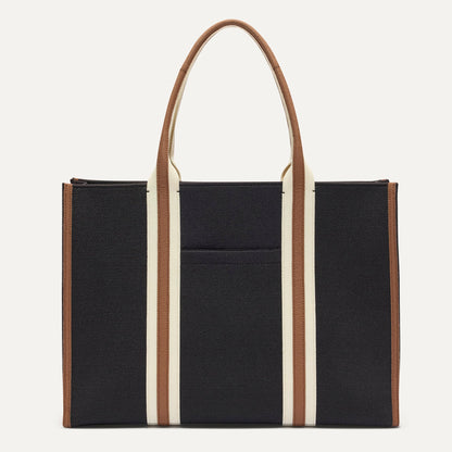 PDP |The Classic Tote in Black Coffee, shown from the front.