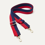 The Crossbody Strap in Navy & Red.