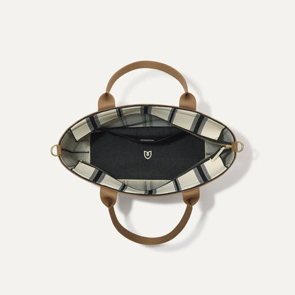The Lightweight Zip Tote in Coastline, shown from above with the interior exposed.
