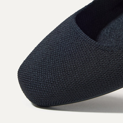 Top view of the square toe and rounded vamp of The Max Square Mary Jane in Black.