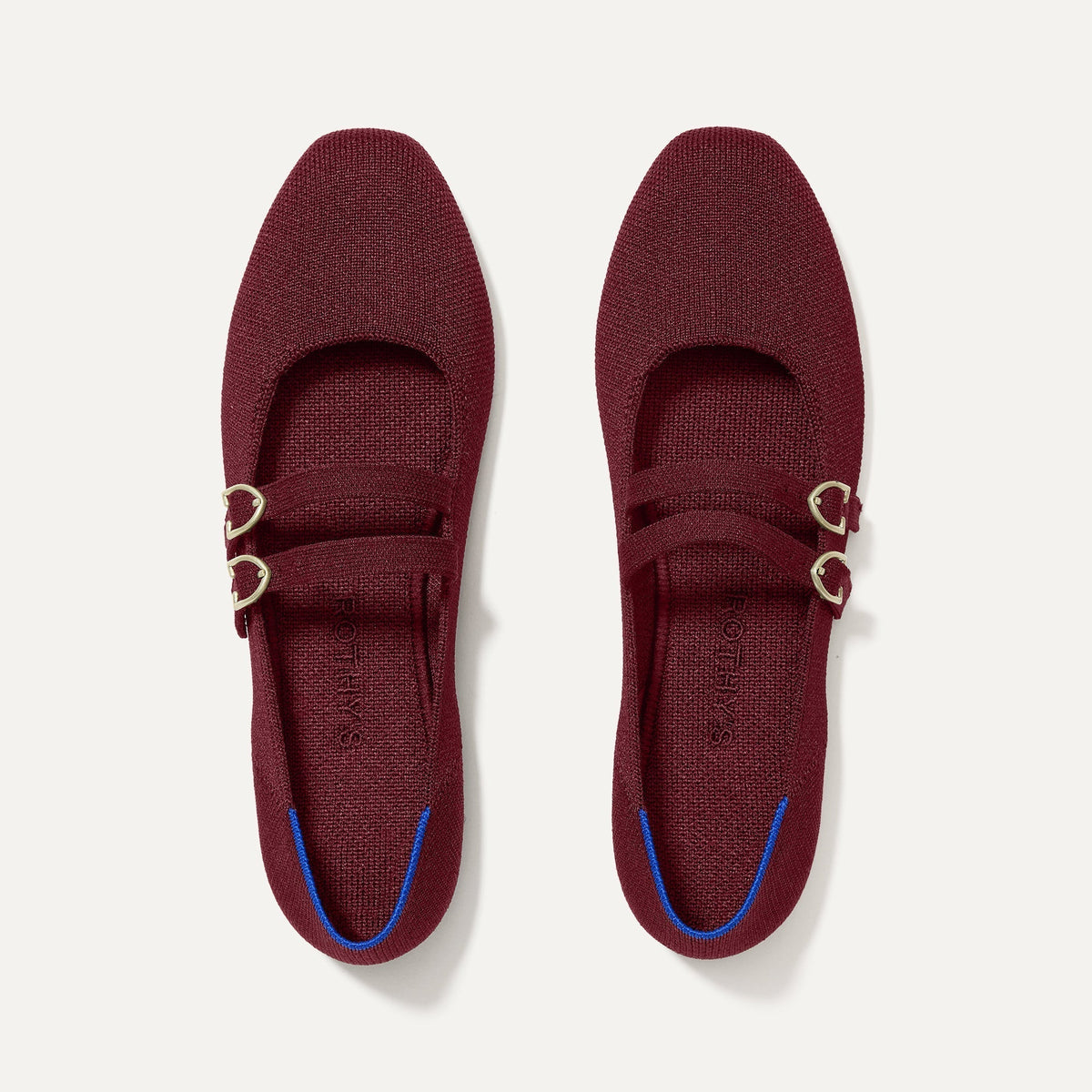 The Double Buckle Mary Jane in Cabernet shown from the top.