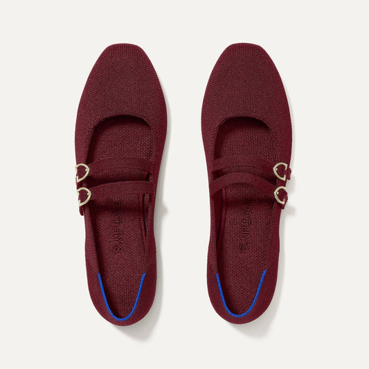 The Double Buckle Mary Jane in Cabernet shown from the top.