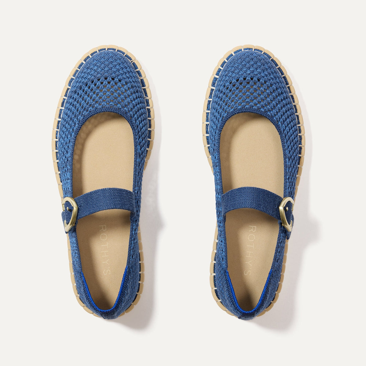 The Espadrille Mary Jane in Blue Breeze shown from the top.