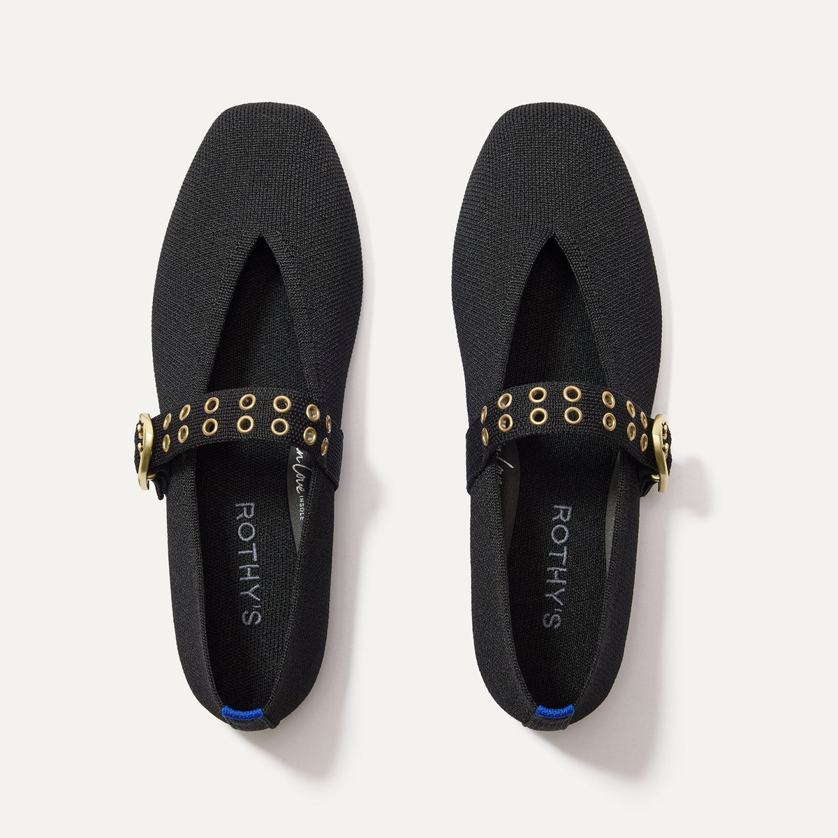 The Max Buckle Mary Jane in Black shown from the top.