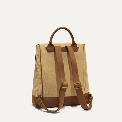 The Cinch Backpack in Brown Butter shown from the back.