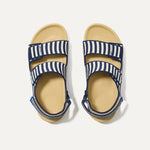 The Kids Double Strap Sandal in Sailor Stripes shown from the top.