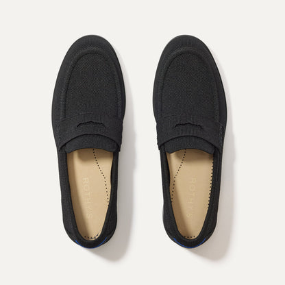 The Penny Loafer in Black shown from the top.