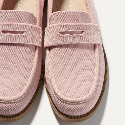 Close up of the toe and vamp of The Penny Loafer in Light Pink.