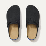 The Braid Clog in Black shown from the top.