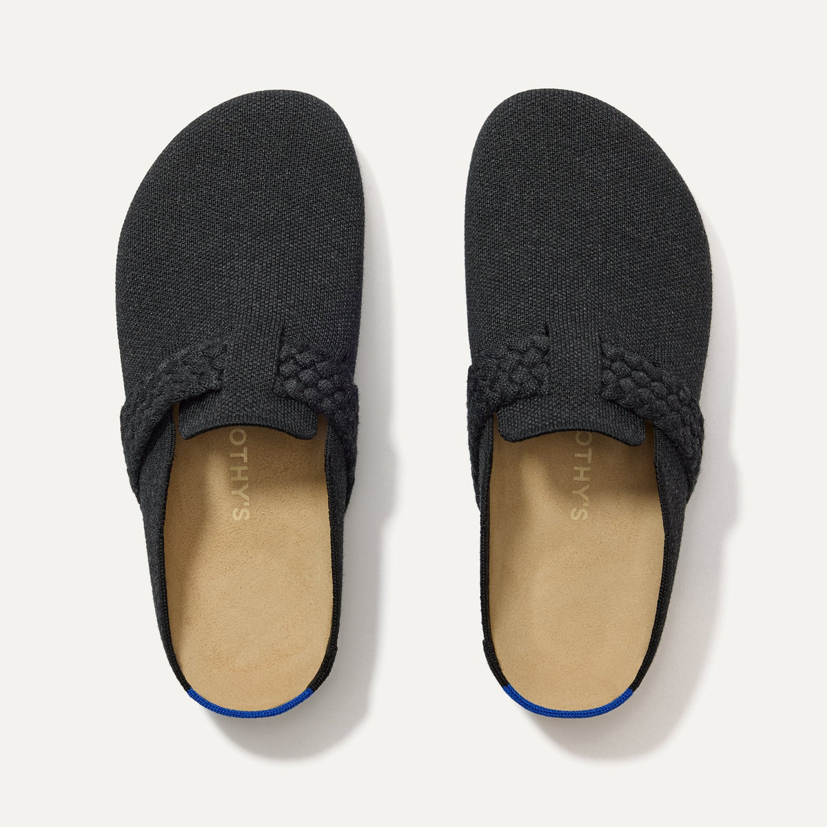 The Braid Clog in Black shown from the top.
