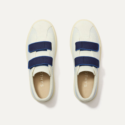 The Kids Strap Sneaker in Blue Raspberry shown from the top.