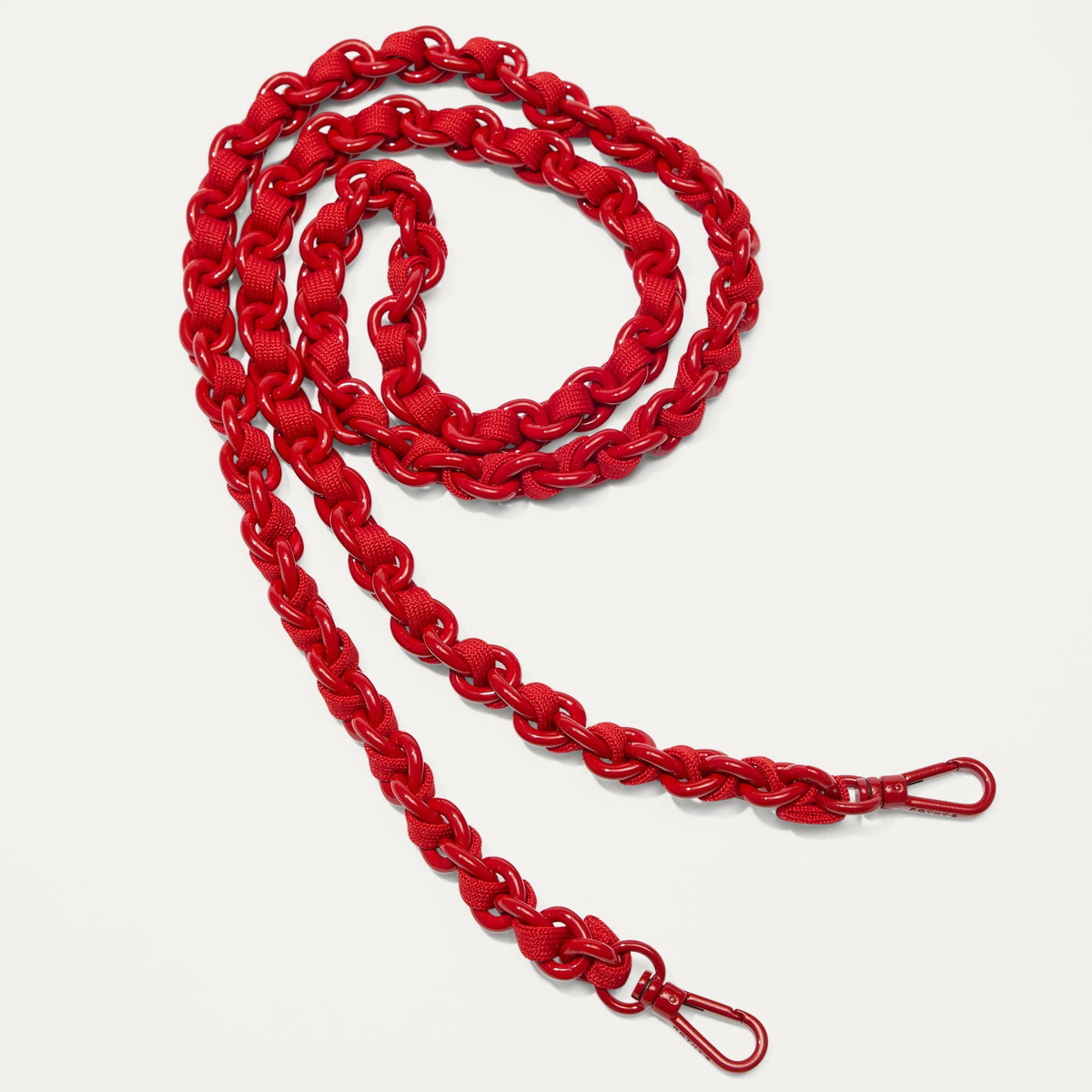 The Crossbody Strap in Scarlet Chain-Knit