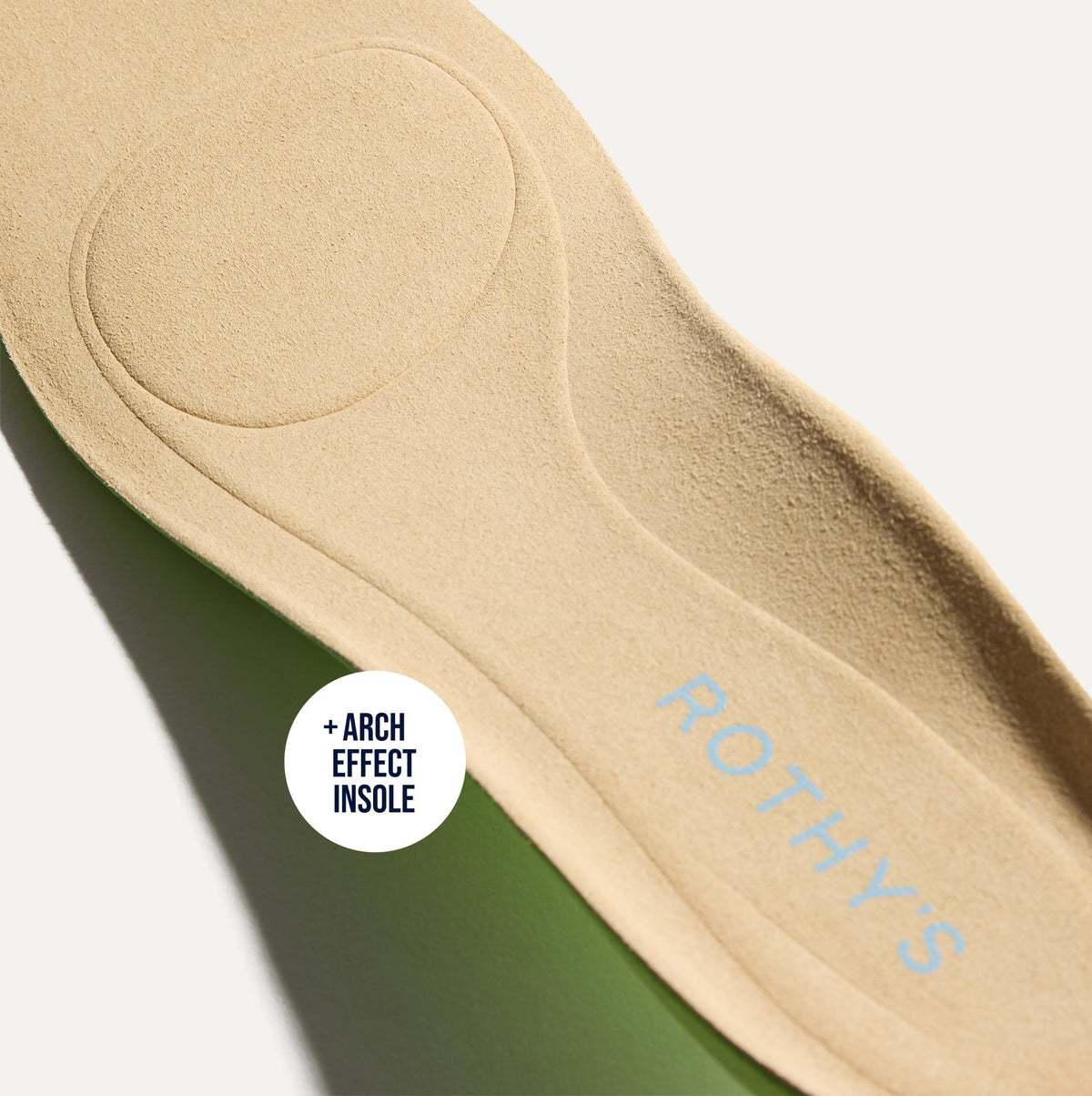 Close up of the Arch Effect Insole on The Daily Flat in Robin Blue.