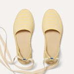 Overlay:: Removable ankle straps! | Alt:: The D'Orsay Espadrille in Sunshine Stripe shown from the top.