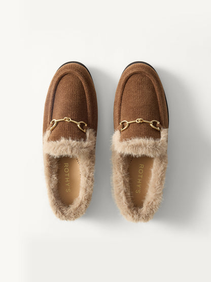 PLP | The Après Loafer Mule in ReVelvet Cinnamon shown from the top.